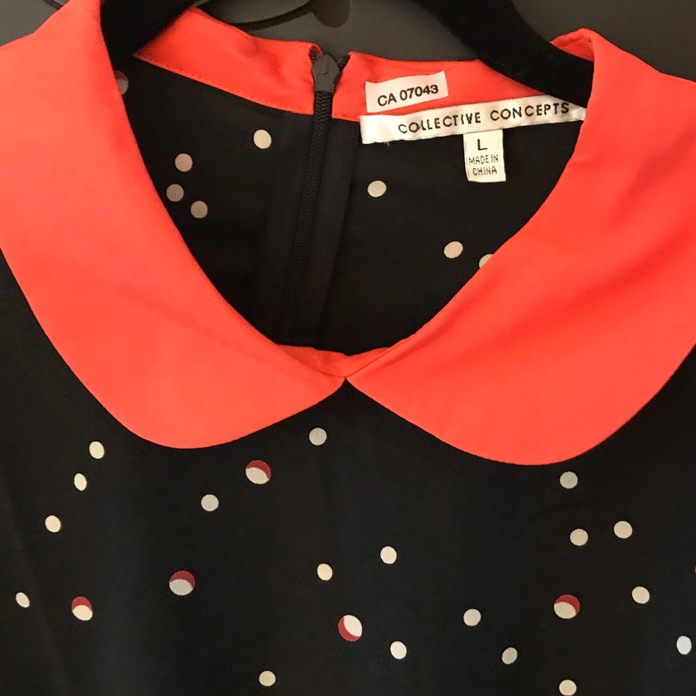 Tunic dress with orange Peter Pan collar/sleeve - Picture 2 of 3